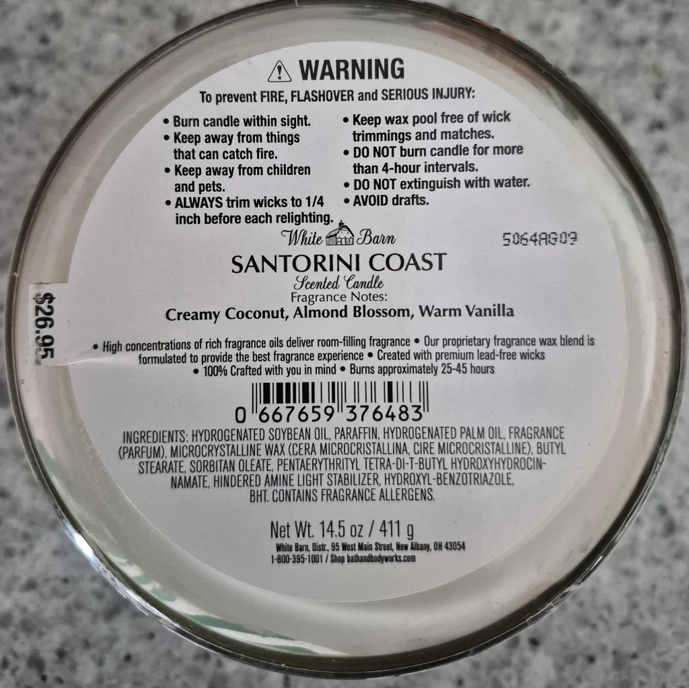 NEW White Barn Santorini Coast 14.5oz 3-Wick Candle - Picture 3 of 4